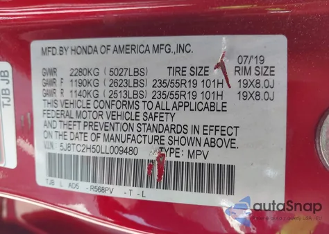 2020 Acura Rdx Technology Package из США, поврежденный, VIN 5J8TC2H50LL009480